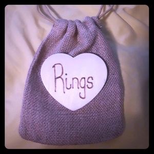 Rustic Wedding Ring Bearer Burlap Drawstring Bag